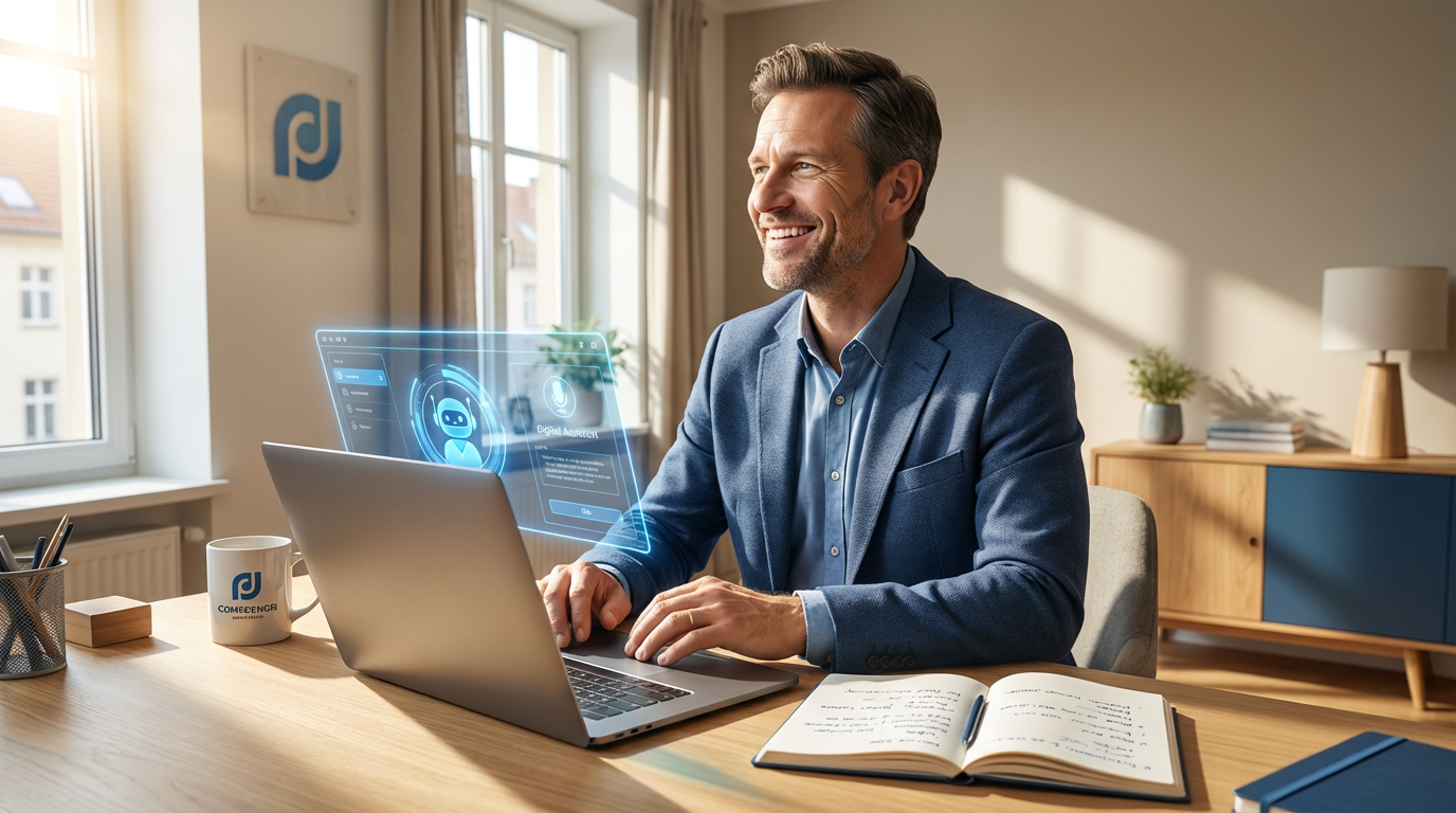 Erfolgreicher Unternehmer nutzt KI-Tools für mehr Effizienz